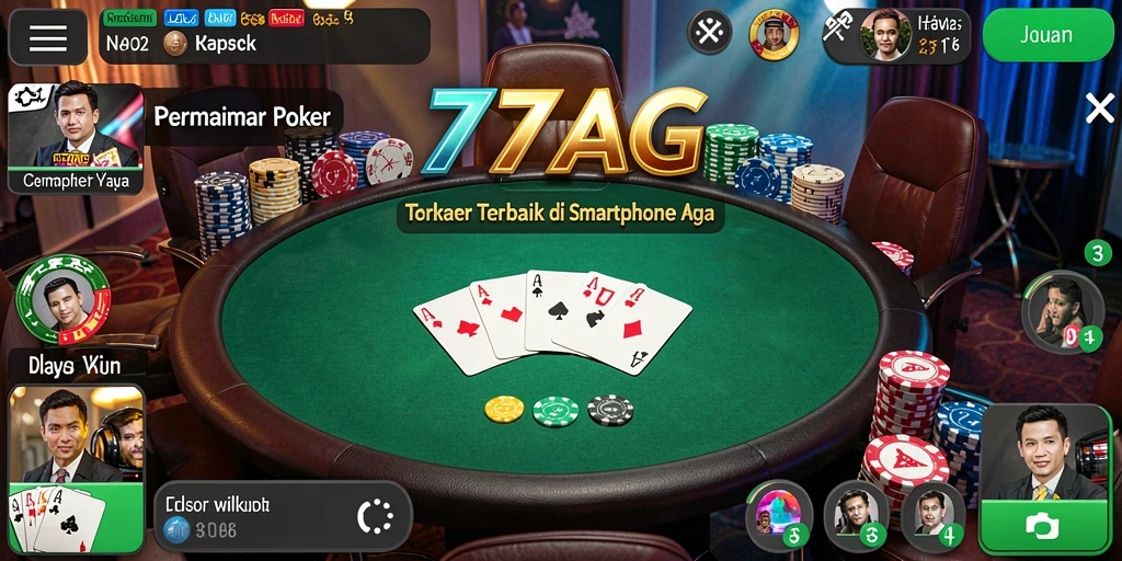 Tampilan gameplay Poker yang menarik di aplikasi 77AG.
