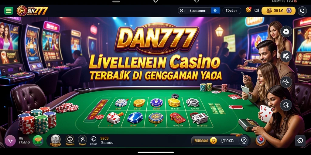 Screenshot gameplay DAN777 menunjukkan dealer langsung dan suasana kasino yang mendebarkan.