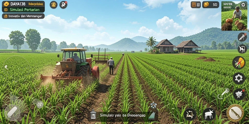 Tampilan gameplay seru dan interaktif dalam game pertanian.