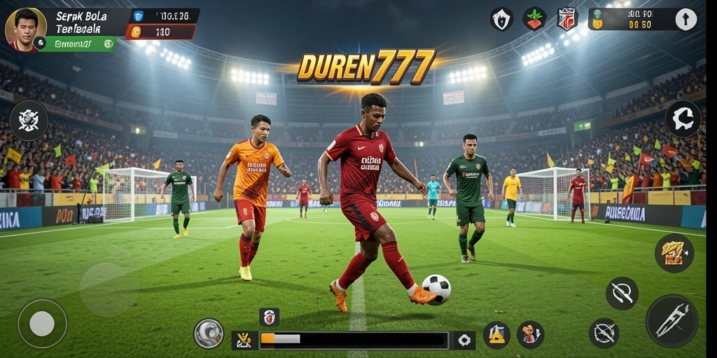 Tampilan gameplay DUREN777 dalam aksi pertandingan sepak bola.