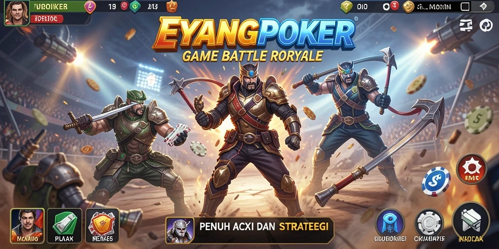 Screenshot utama dari gameplay seru EYANGPOKER dalam mode Battle Royale.