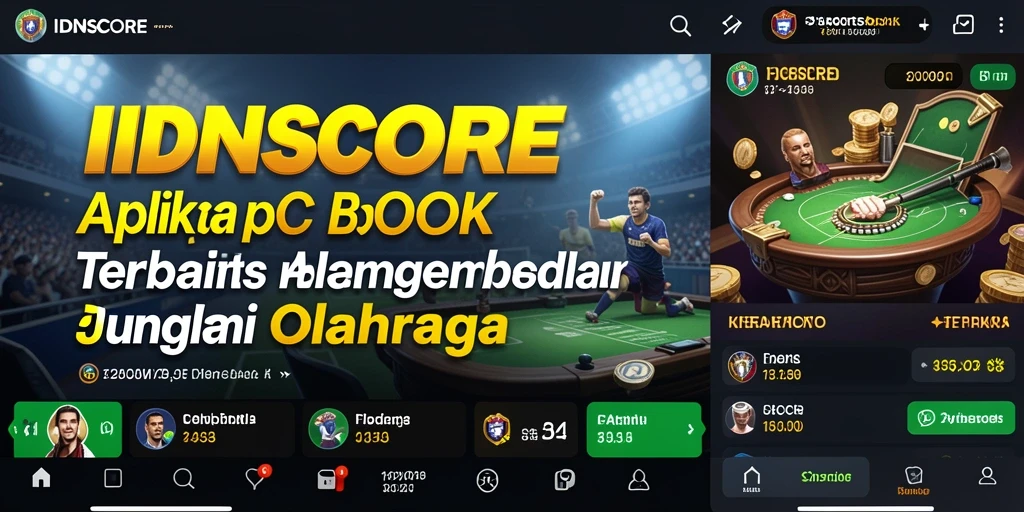 Tampilan utama aplikasi IDNSCORE menampilkan berbagai opsi taruhan olahraga.