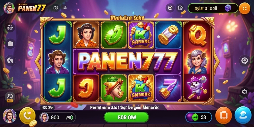 Tampilan gameplay menarik dari PANEN77 saat memutar gulungan Slot.