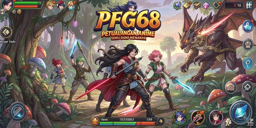 Screenshot gameplay PGG68 menampilkan petualangan karakter anime yang seru.