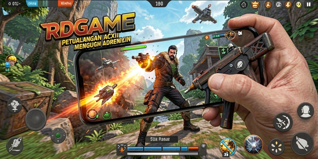 Screenshot RPGAME menunjukkan aksi menegangkan dalam pertarungan.
