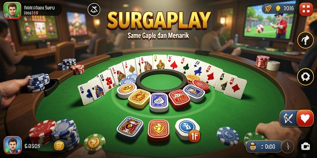 Tangkapan layar menunjukkan serunya gameplay Gaple di SURGAPLAY.