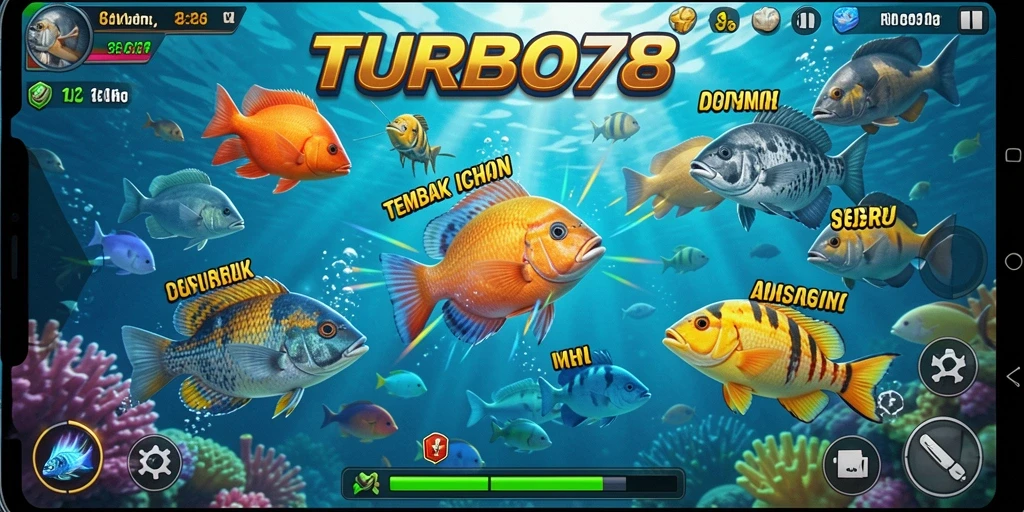 Tampilan gameplay menembak ikan yang seru di TURBO78.