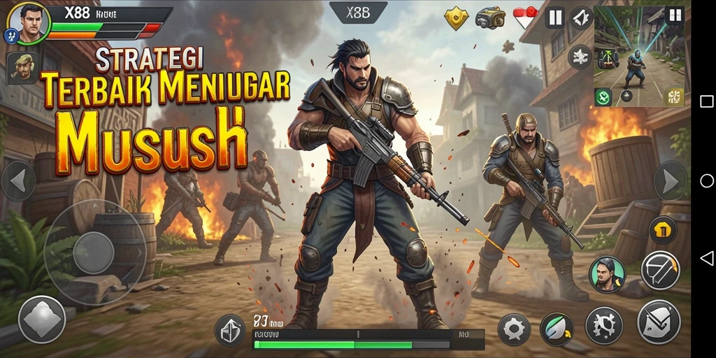 Tampilan gameplay X88 yang menantang dan seru saat pertempuran.