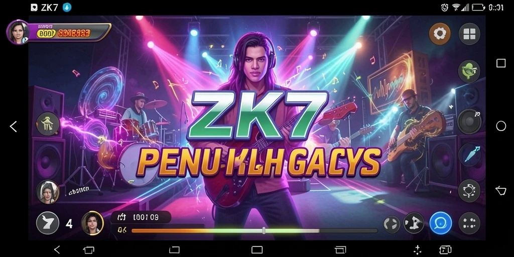 Screenshot menampilkan gameplay seru ZK7 yang penuh musik.